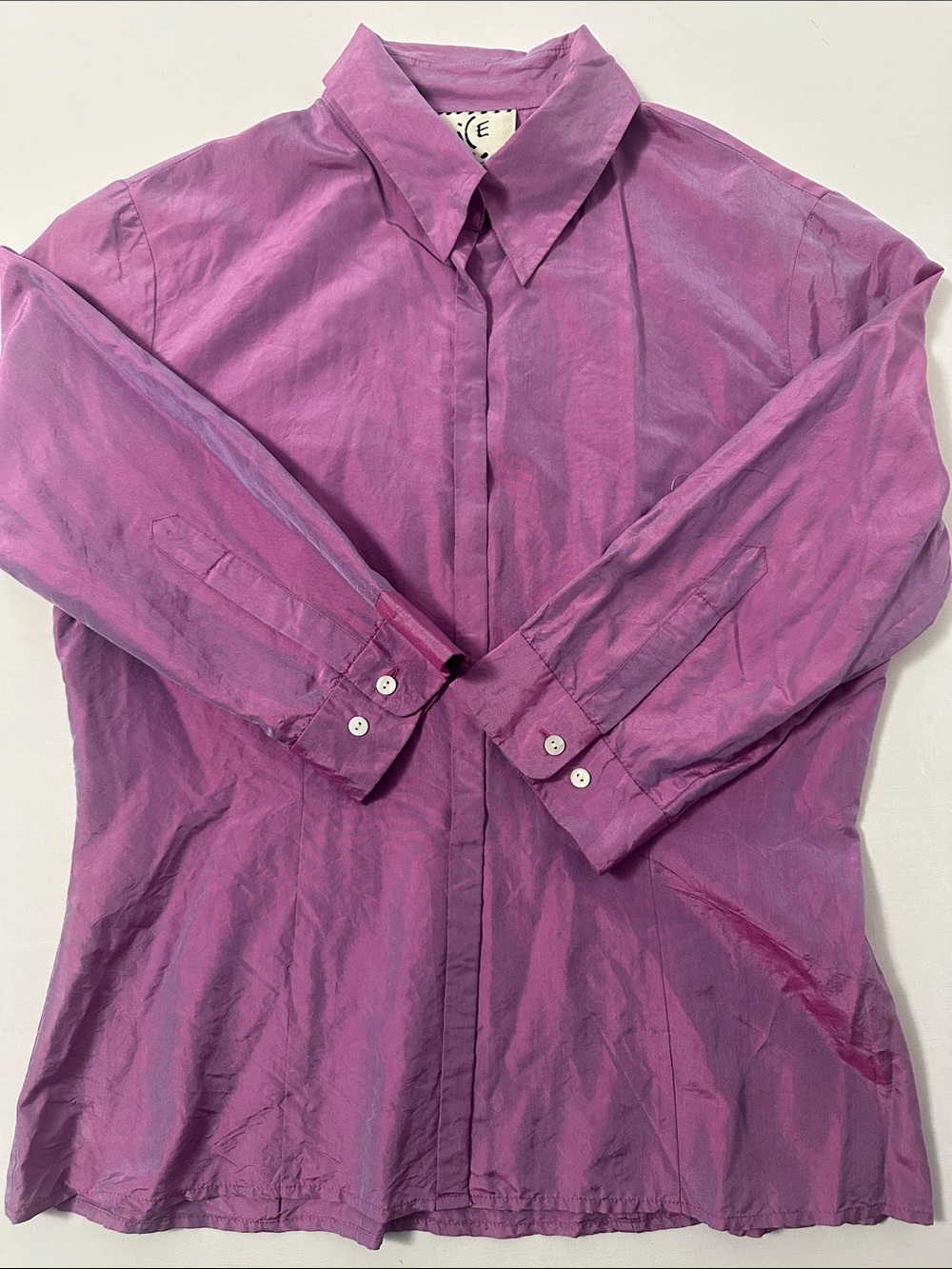 Women’s silk Purple Long-Sleeve Button-Up Shirt